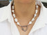 Silk Hand Knotted Keshi Pearl Necklace w/ Pave Diamond Heart Carabiner Clasp, (DCHN-38)